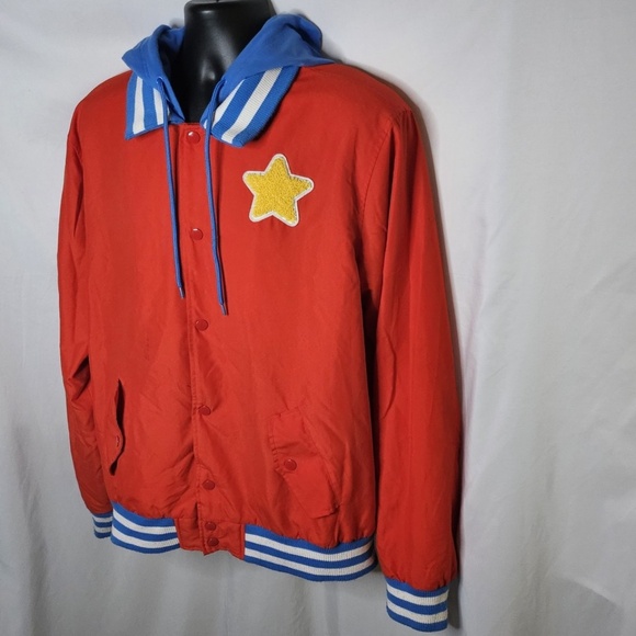 Cartoon Network Red Steven Universe Varsity Snap Hoodie Jacket Cheeseburger L - Picture 7 of 14